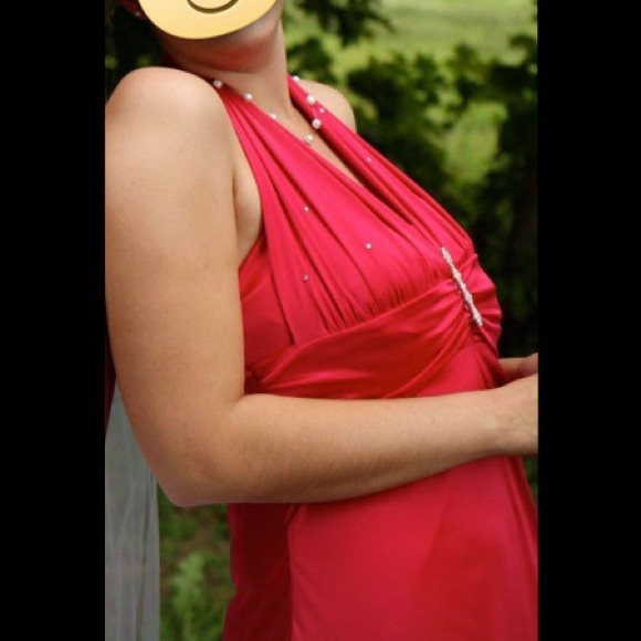 Red magenta evening dress size L - Picture 2 of 4